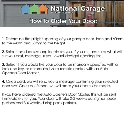 Garage Roller Door 2200mm High x 3101mm – 3430mm Wide - Image 2