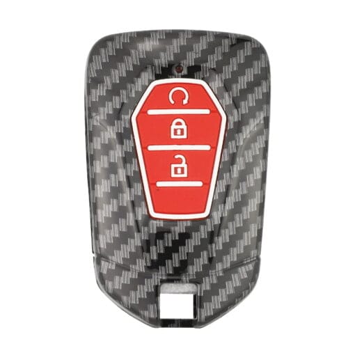 Isuzu Carbon Fiber 3 Red Button Car Key Cover | D-Max, MU-X